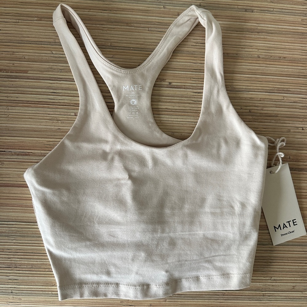 MATE the Label Racerback Crop Tank - Light Beige